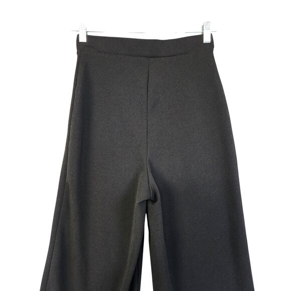 Hunter & Brown Womens Wide Leg Cropped Pants Size Small Black Pull On Ponte Knit - Picture 4 of 11